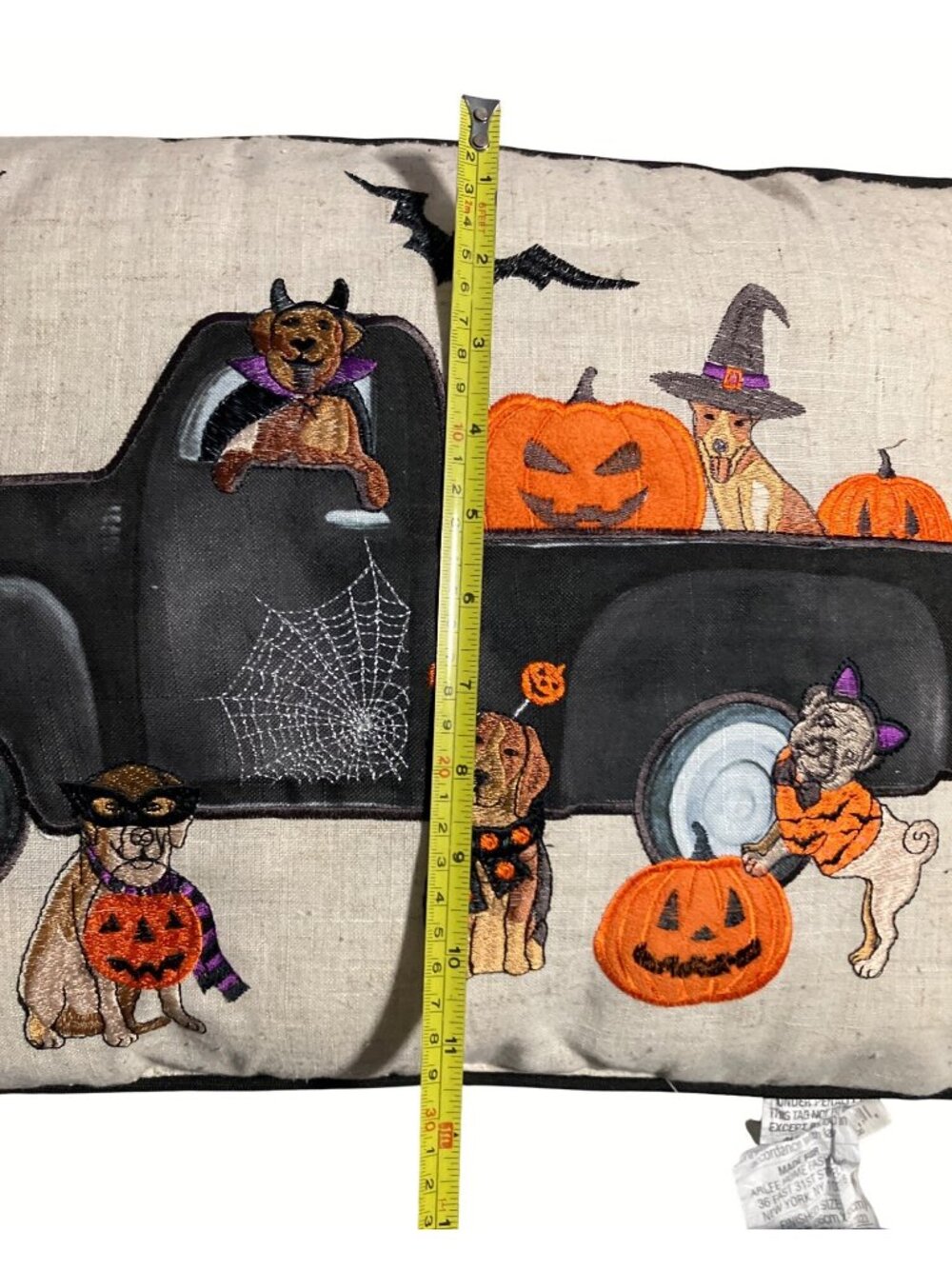 Halloween Truck Decorative Throw Pillow With Dogs and Pumpkins 14x20 Inches - Picture 9 of 11